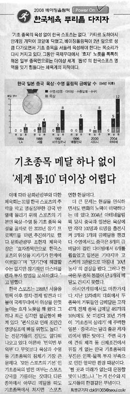 [2008 베이징올림픽-한국체육 뿌리를 다지자](1) 스포츠의 양극화