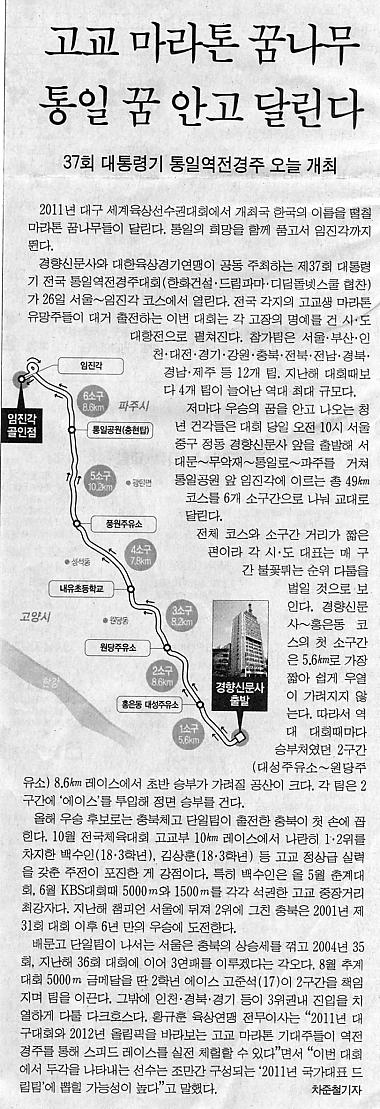 ‘고교 마라톤 꿈나무’대통령기 통일역전경주대회